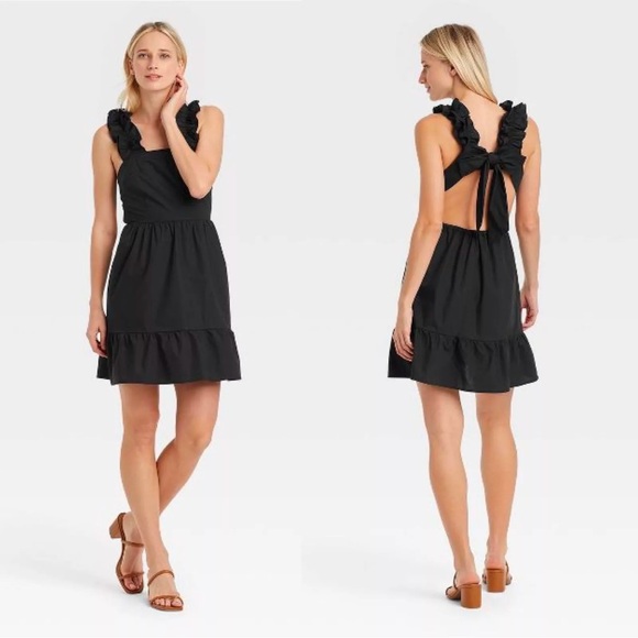 Who What Wear Dresses & Skirts - Who What Wear Women’s Ruffle Bow Tie Open Back Dress Size Small